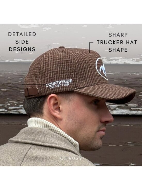 Unisex Houndstooth Cute Caps Cowgirls Cowboys Snapback Western Trucker Hat main image 5
